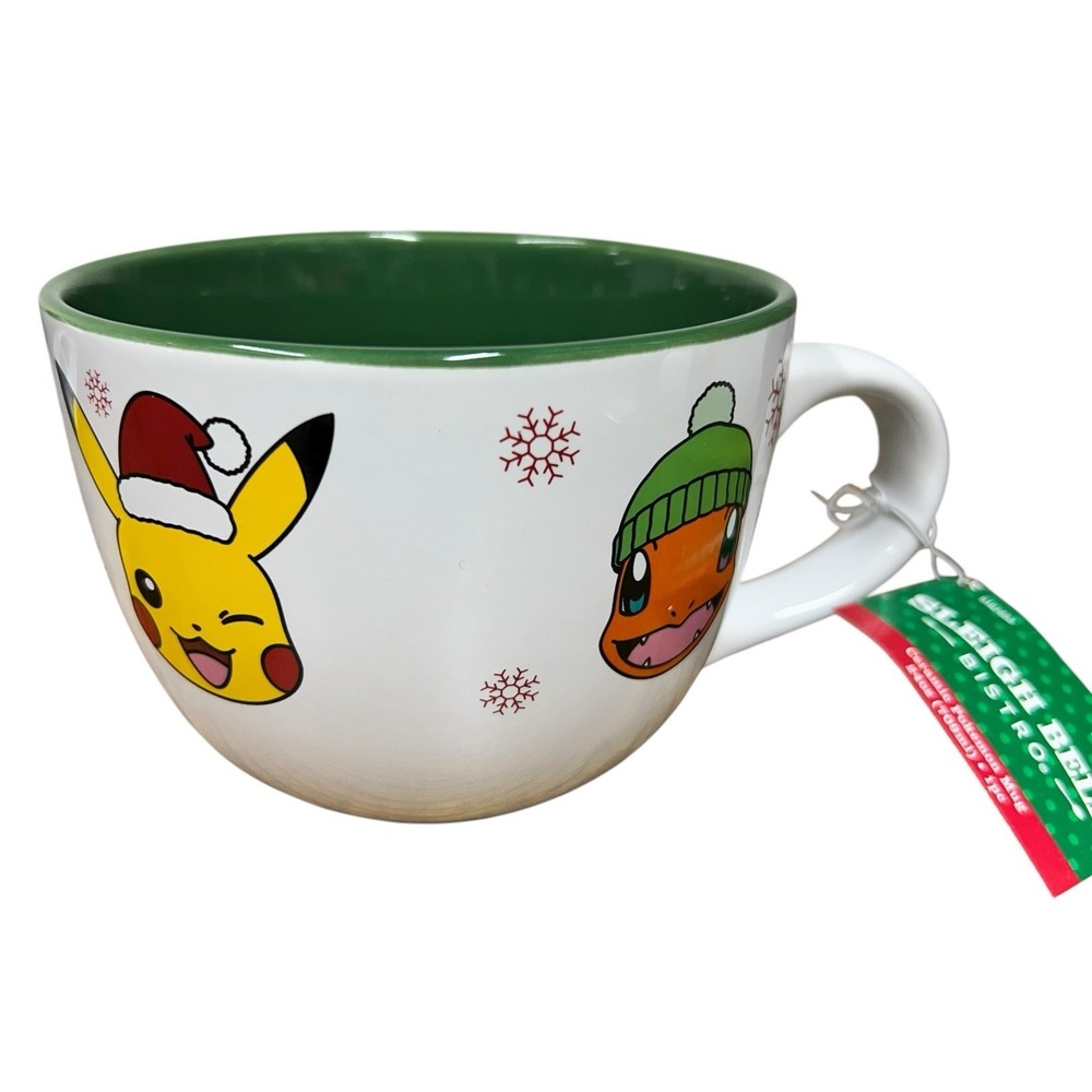 Pokémon Christmas Coffee Mug 24 Oz Pikachu Charmander Bulbasaur Squirtle Holiday